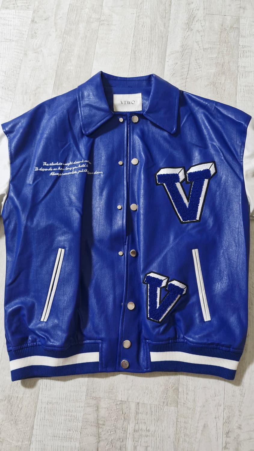 VTWO 블루 레더 야구 점퍼 M 상품이미지3