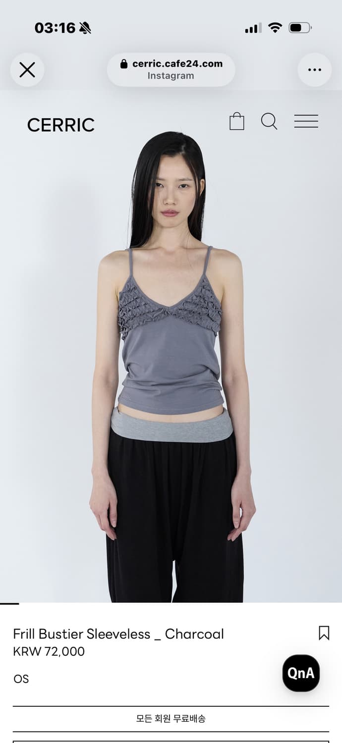Frill Bustier Sleeveless _ Charcoal 상품이미지1