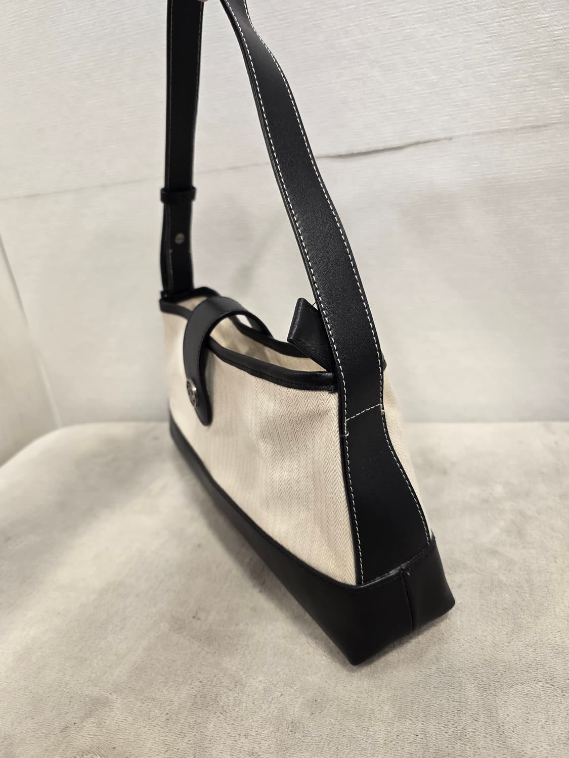 드파운드 타운백 호보백 헤링본 아이보리&블랙 숄더백 상품이미지4