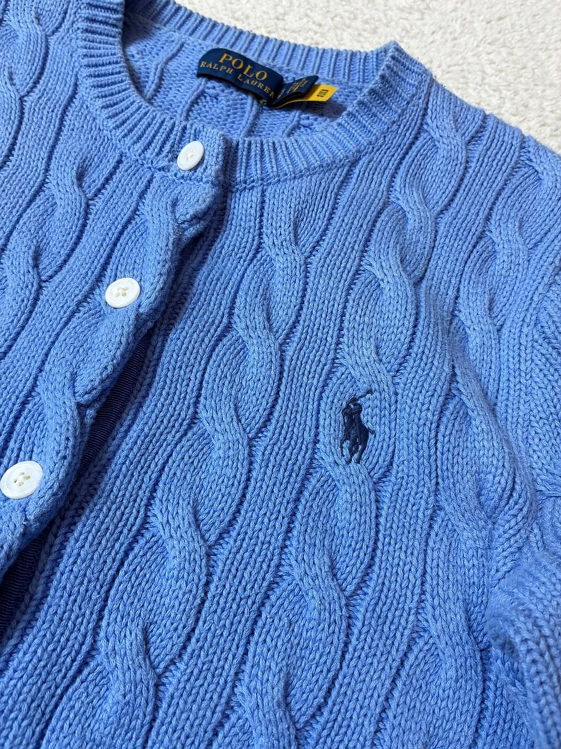 폴로 랄프로렌 큐알 신형 꽈배기 반팔 니트 가디건 PN7408 상품이미지5