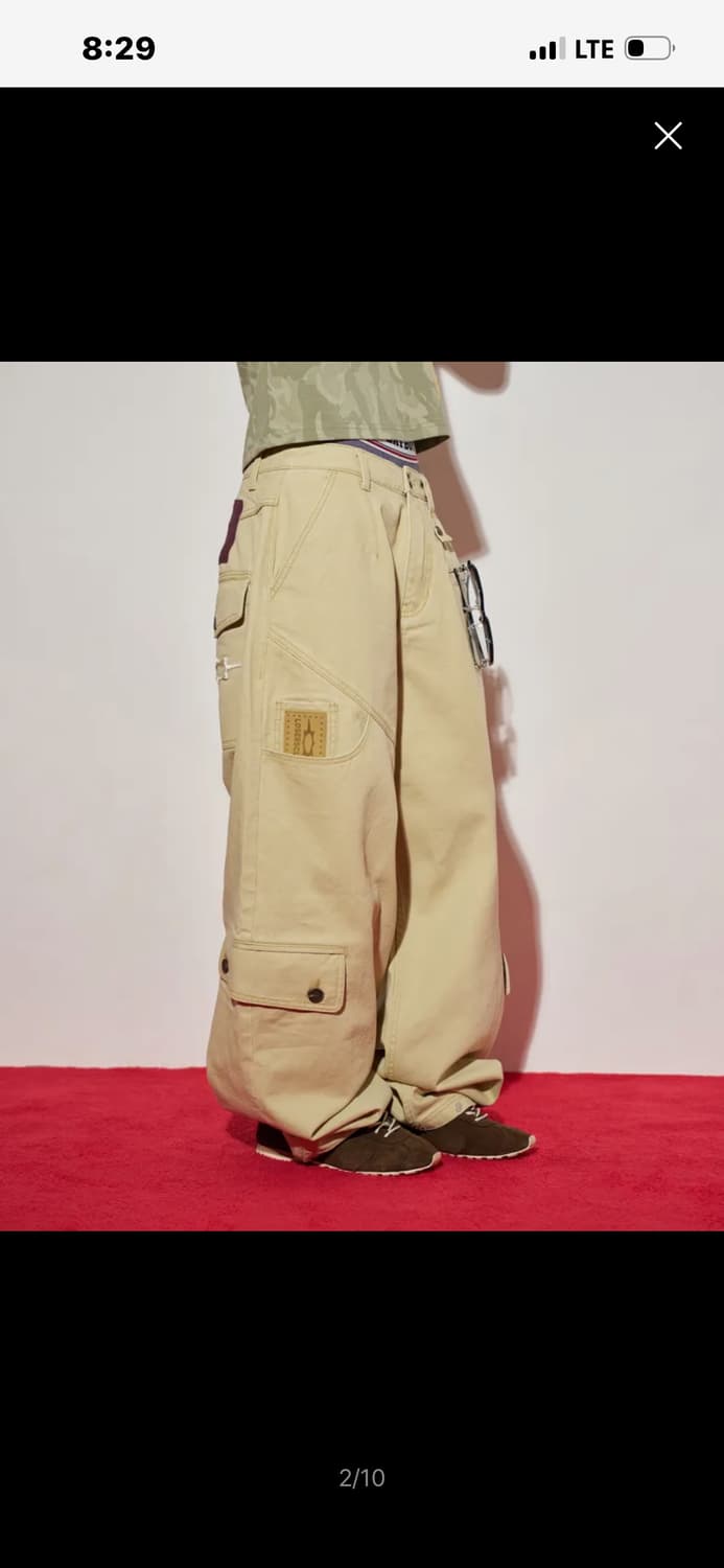 루저스클럽 멀티 카고포켓 와이드 면팬츠 베이지 상품이미지1