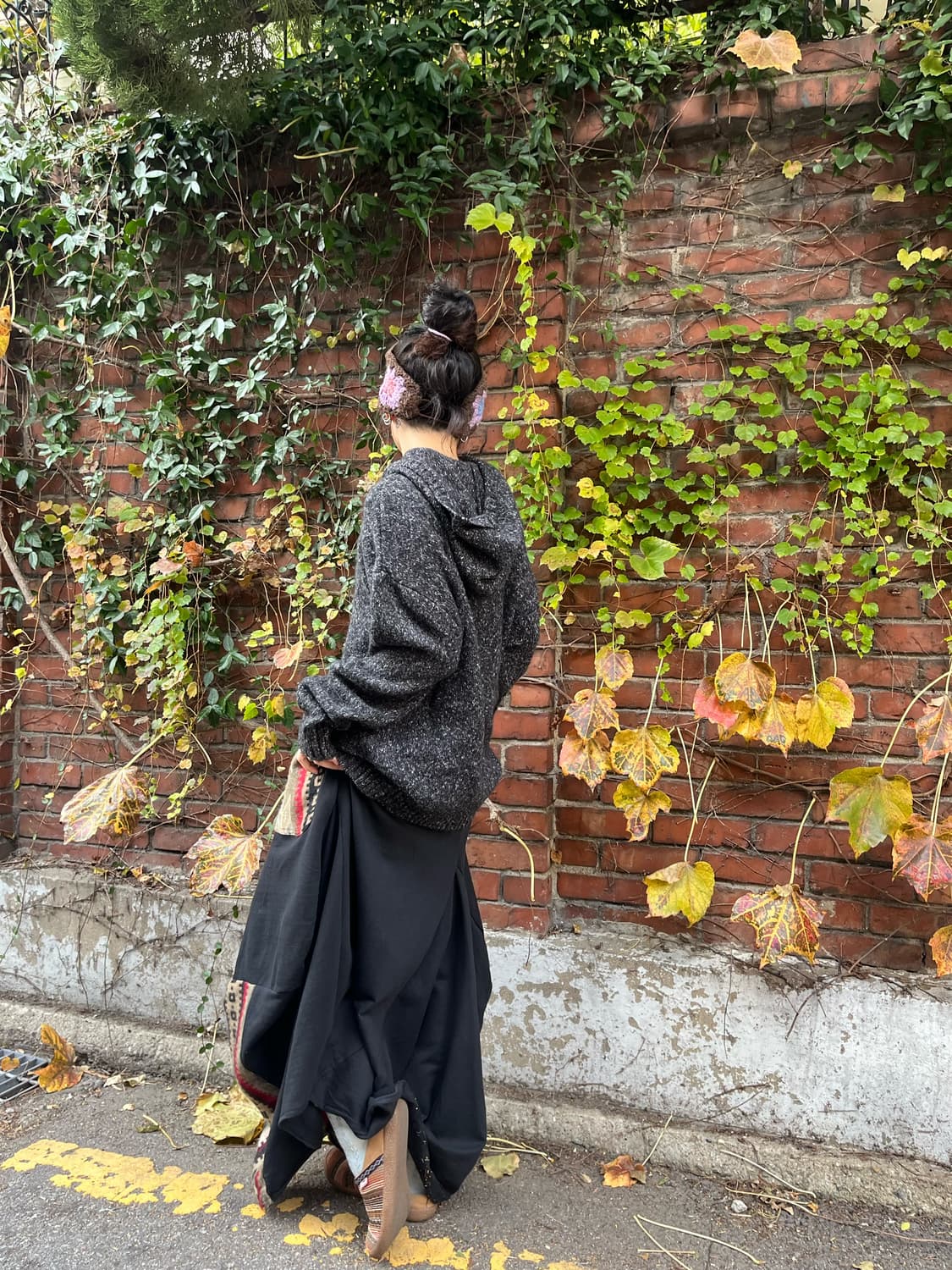 블랙 히피 패턴 포인트 벌룬 스커트 상품이미지5