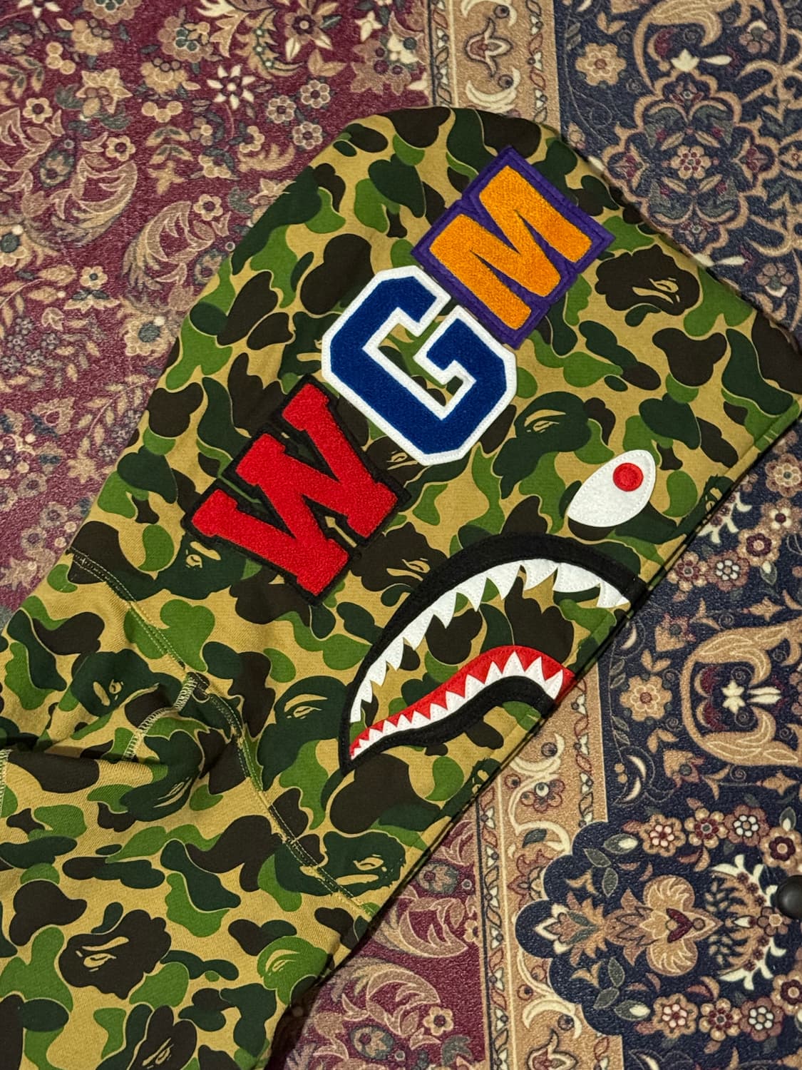 베이프 샤크 카모 후드집업 그린 L 상품이미지1