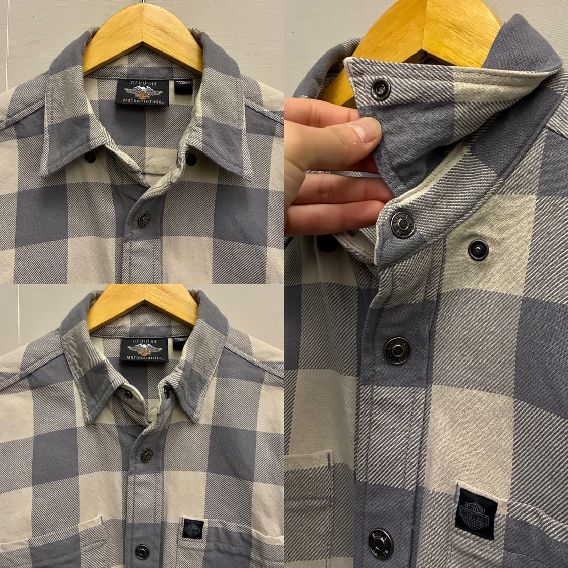 (S/100)할리데이비슨 백로고 코튼 체크 플란넬셔츠 할리셔츠 상품이미지3