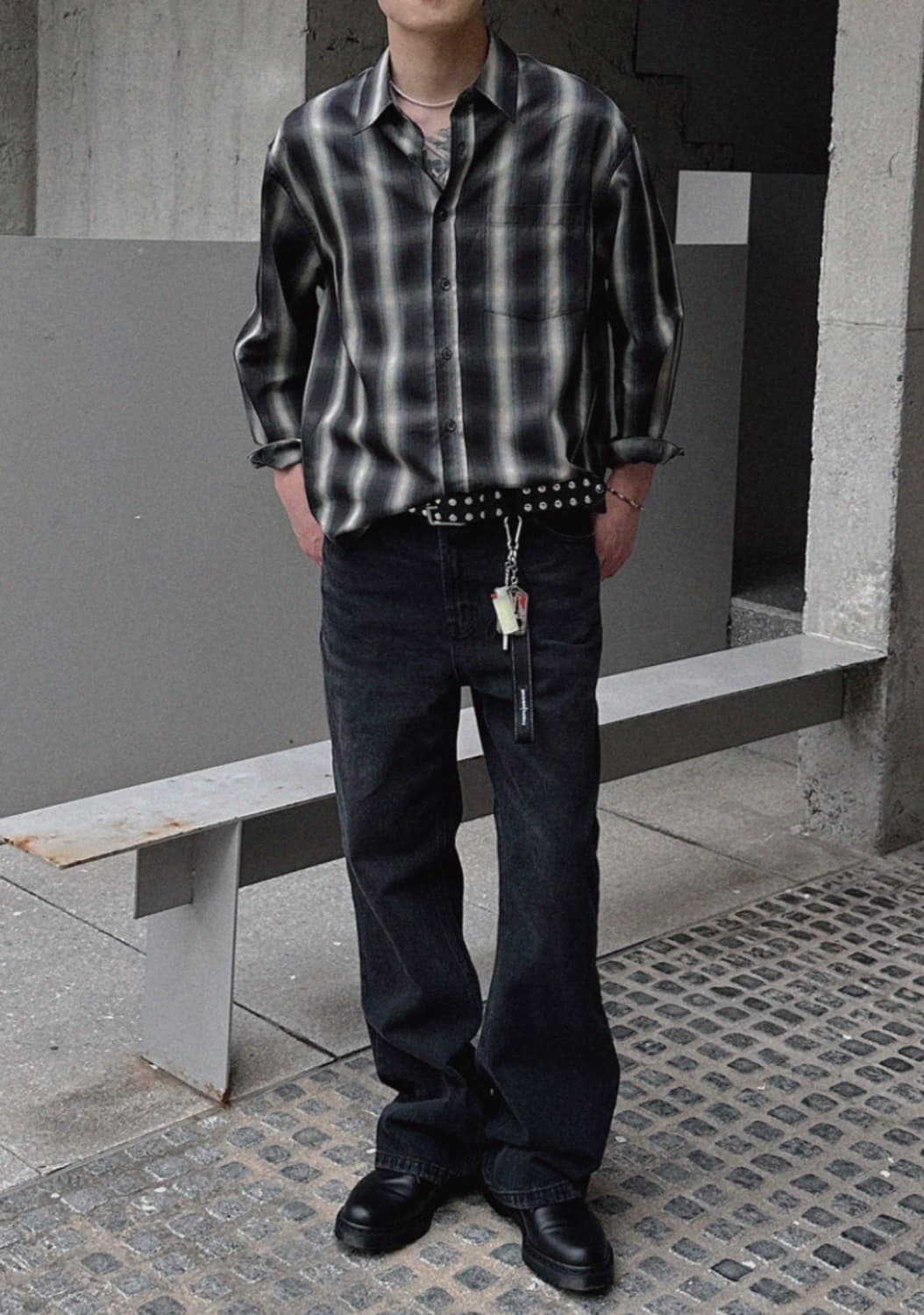 퍼머넌트 아카이브 / 세미 플레어 데님 팬츠(블랙) / 2사이즈 상품이미지4