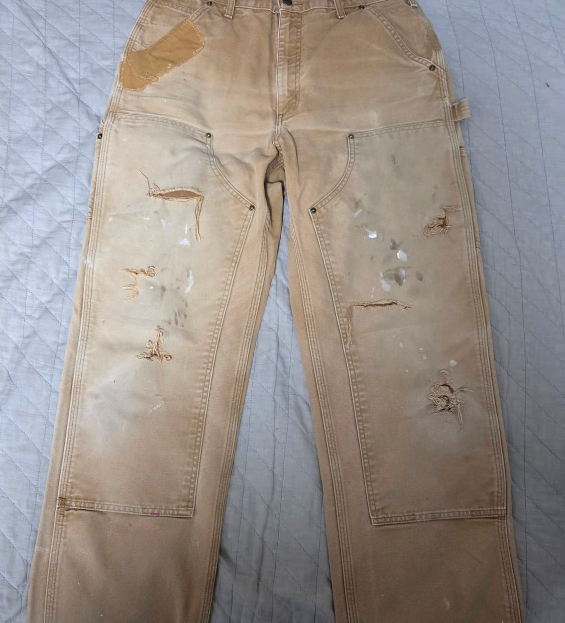 [33X36] 빈티지 칼하트 더블니 B136 BRN 워크팬츠 트래쉬드 상품이미지2