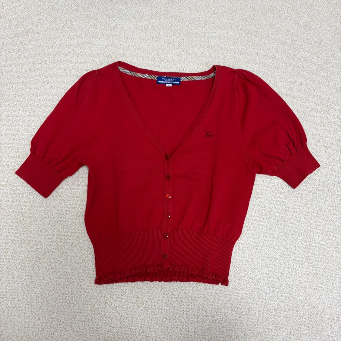 버버리 런던 크롭 반팔 레드 가디건 상품이미지1