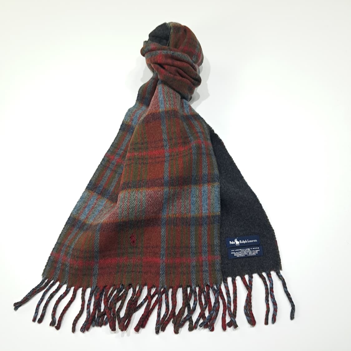 MX655 폴로 90s 이태리판 램스울 양면 타탄체크 머플러 목도리 상품이미지2