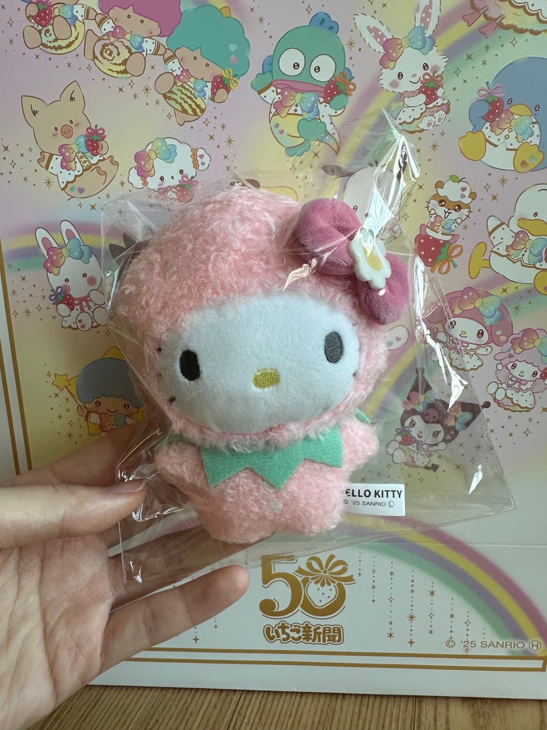 산리오 이치고신문 50주년 딸기 인형 키링 상품이미지5