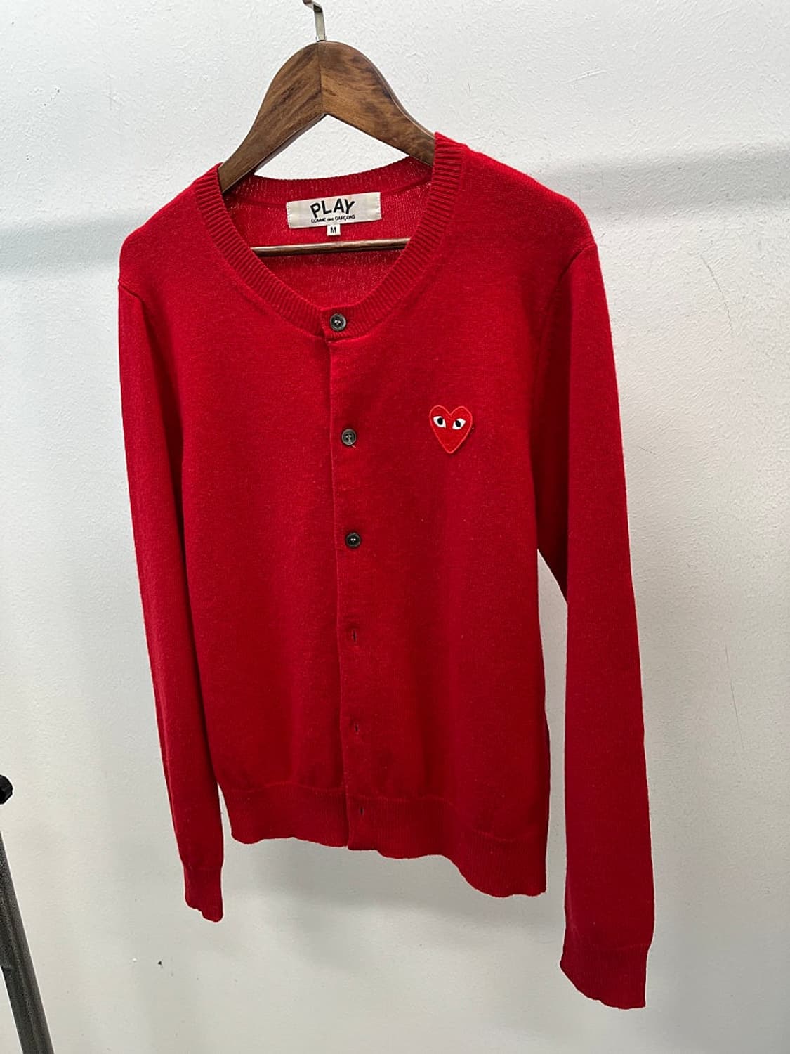 여) 꼼데가르송 레드 울 가디건  상품이미지1
