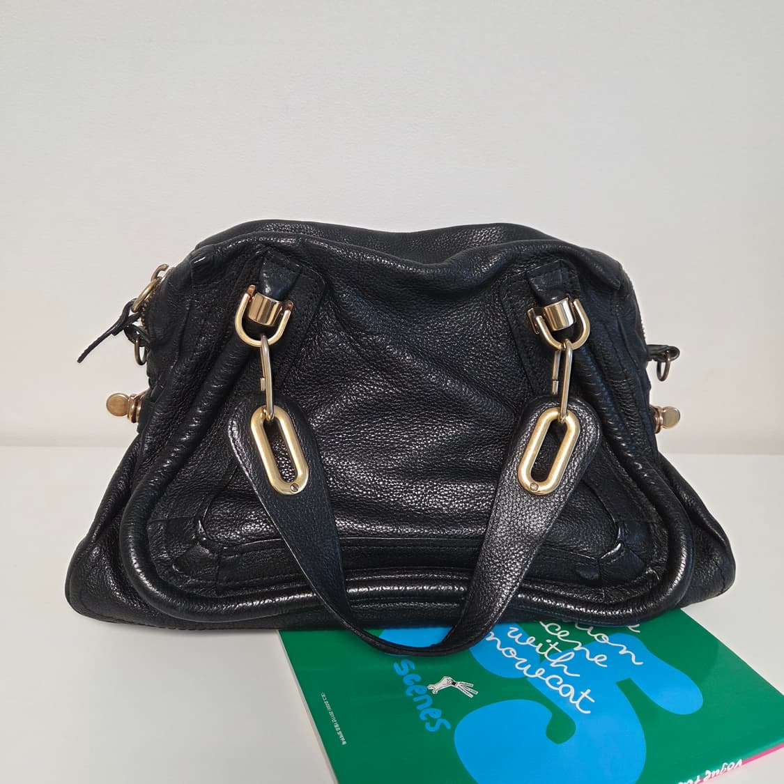 chloe 끌로에 정품 미디움 파라티백 금장 블랙 토트 숄더 상품이미지8