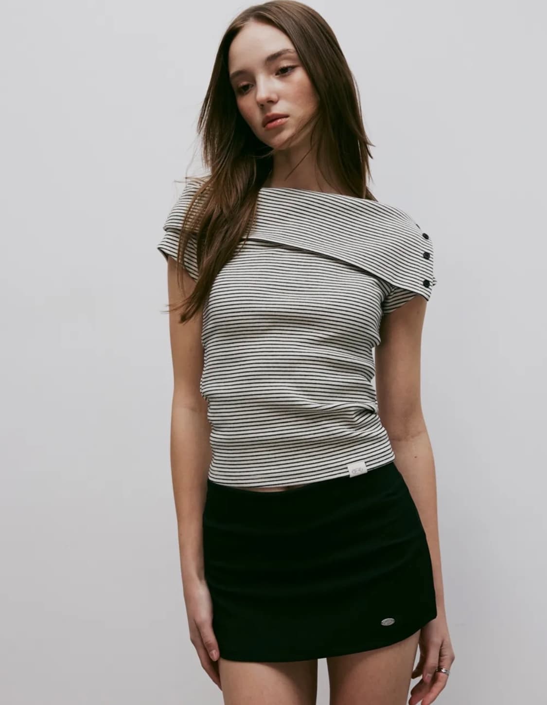 키티포터리 스트라이프 오프숄더 티셔츠 상품이미지1