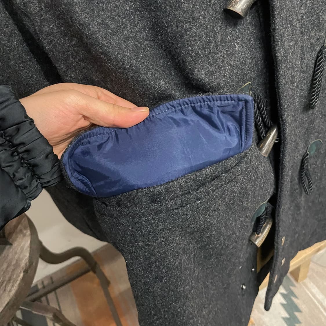 90s 맥그리거 울 모직 집업 더플 코트 떡볶이 코트 상품이미지5