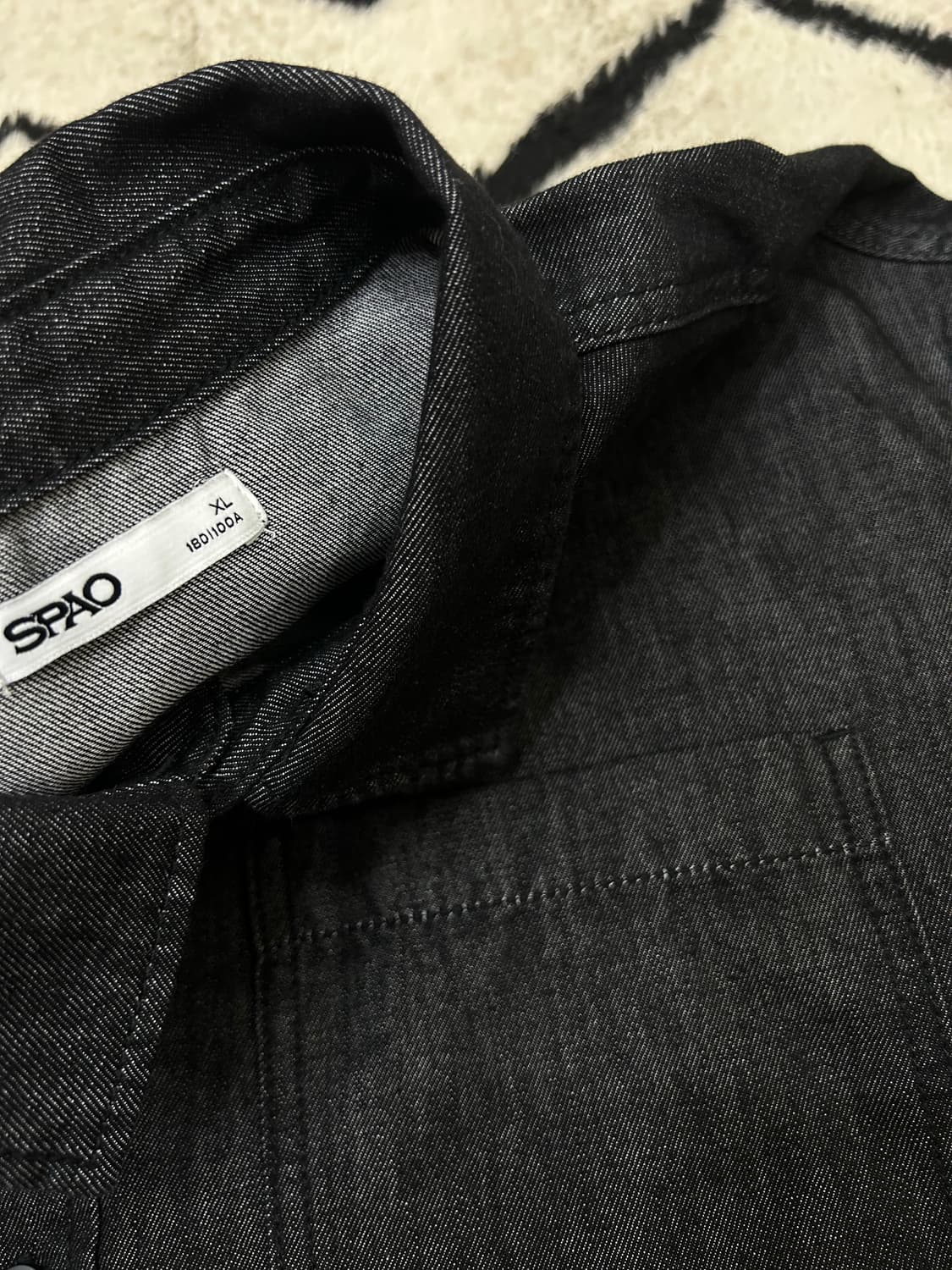 [XL]SPAO 오버핏 데님 반팔셔츠/흑청 상품이미지3