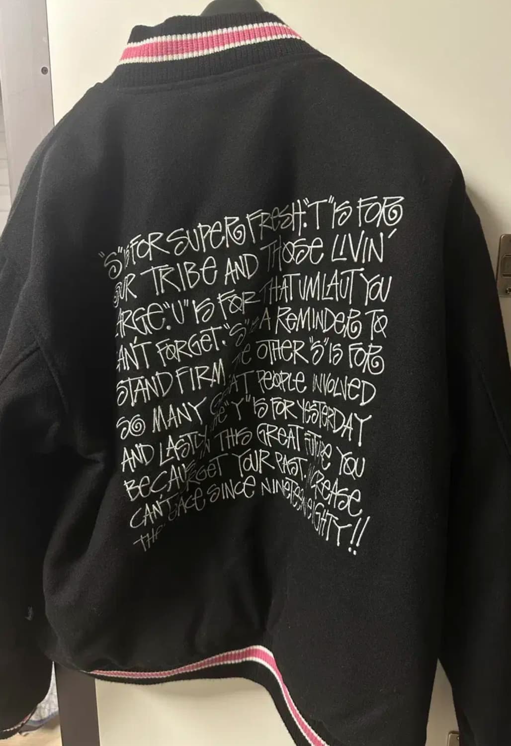 스투시 S 토크 멜튼 바시티 자켓 블랙 XL 상품이미지2