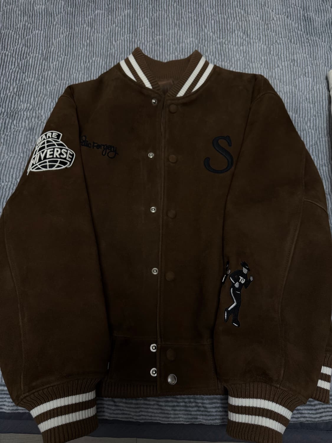 (M) 에스티유 스웨이드 바시티 자켓 브라운 상품이미지2