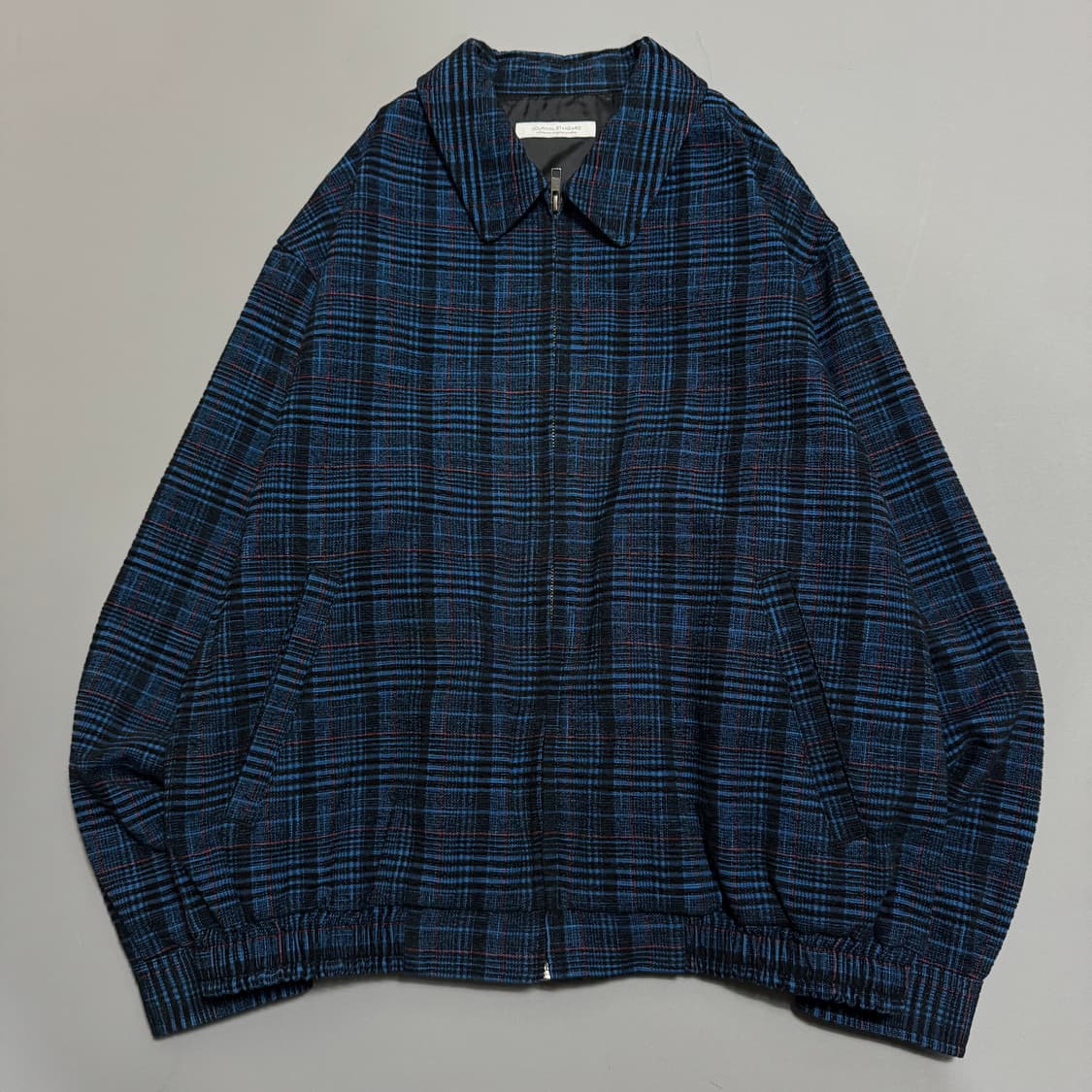 저널스탠다드 다크네이비 체크패턴 코튼 아크릴 혼방 집업 블루종 자켓 상품이미지7