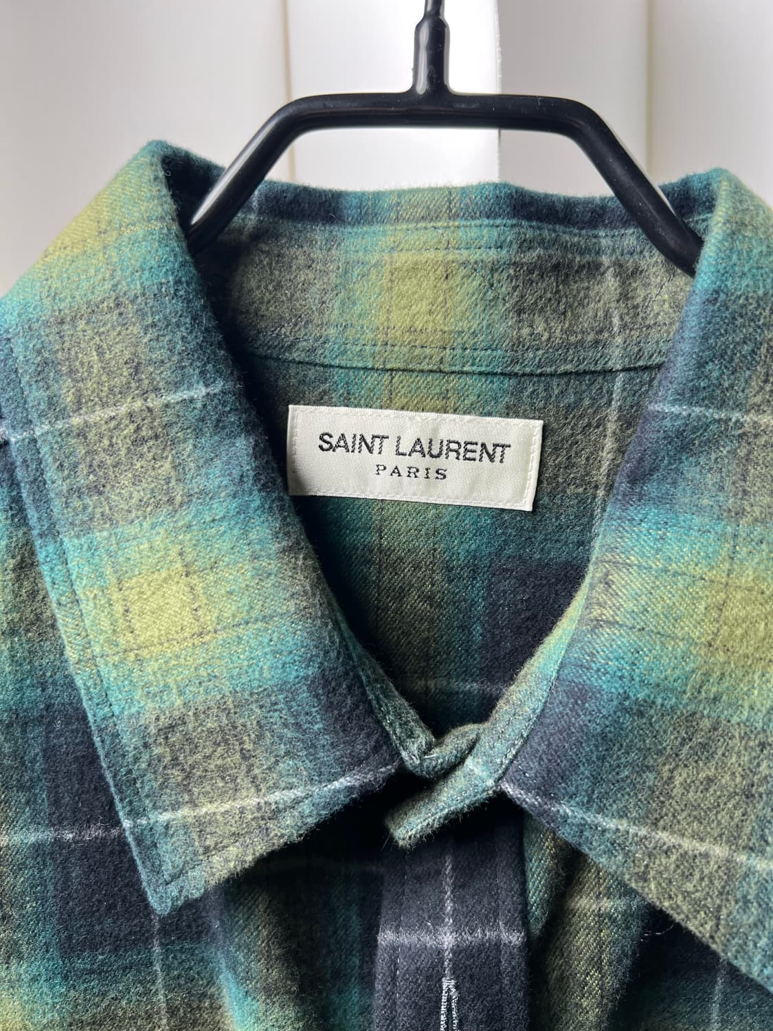 생로랑 셔츠 블랙/그린 XL (작게 나옴) 상품이미지1