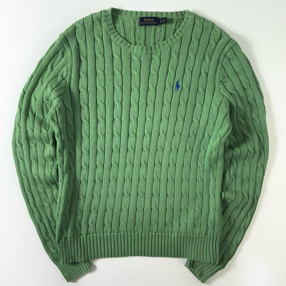 Polo  폴로 랄프로렌 자수 코튼 라이트그린 꽈배기 니트  상품이미지1
