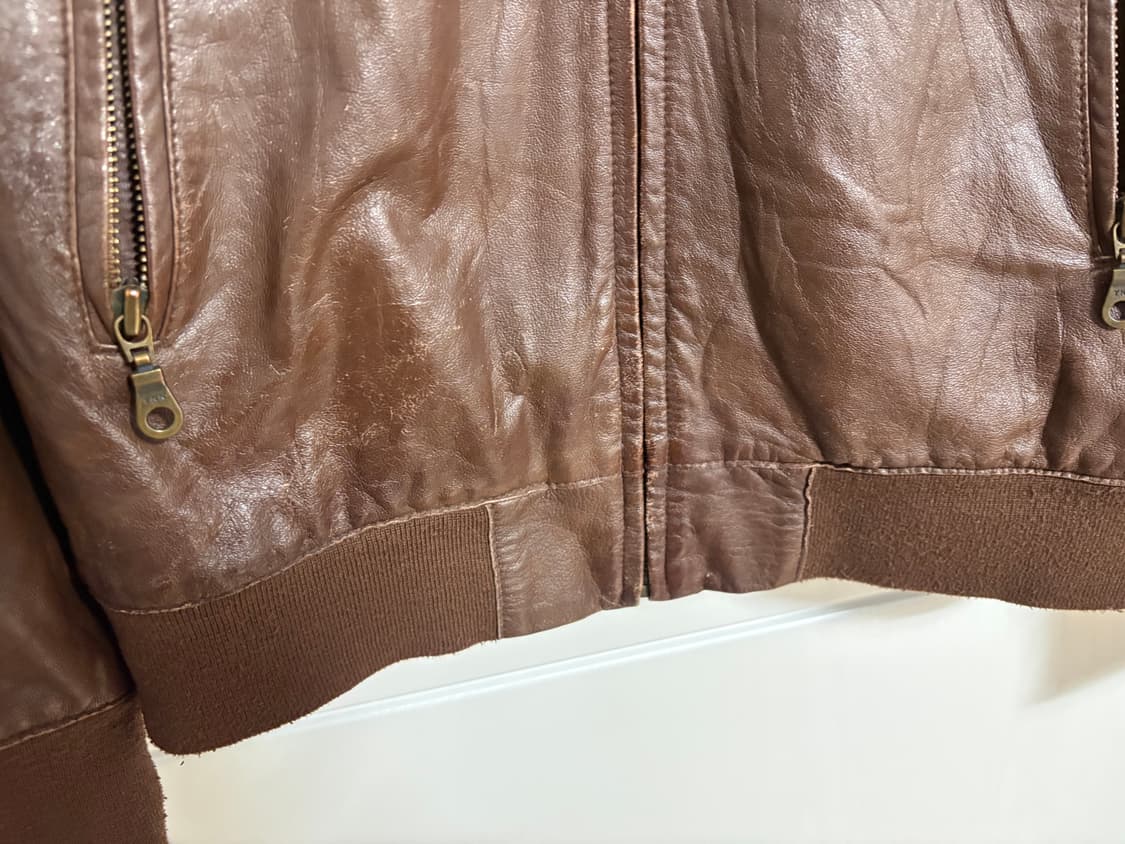 vintage leather high neck jacket brown 상품이미지4