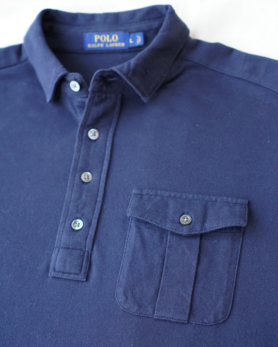 폴로 랄프로렌 네이비 피케 긴팔 카라티 L 상품이미지3