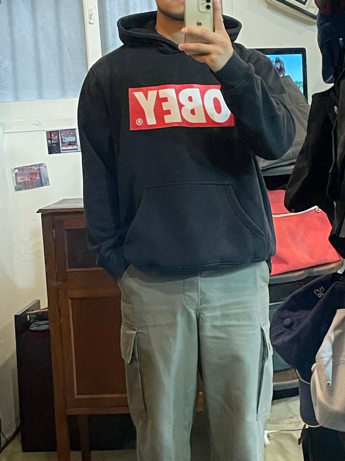 오베이 박스 로고 후드티 블랙 2XL 상품이미지5