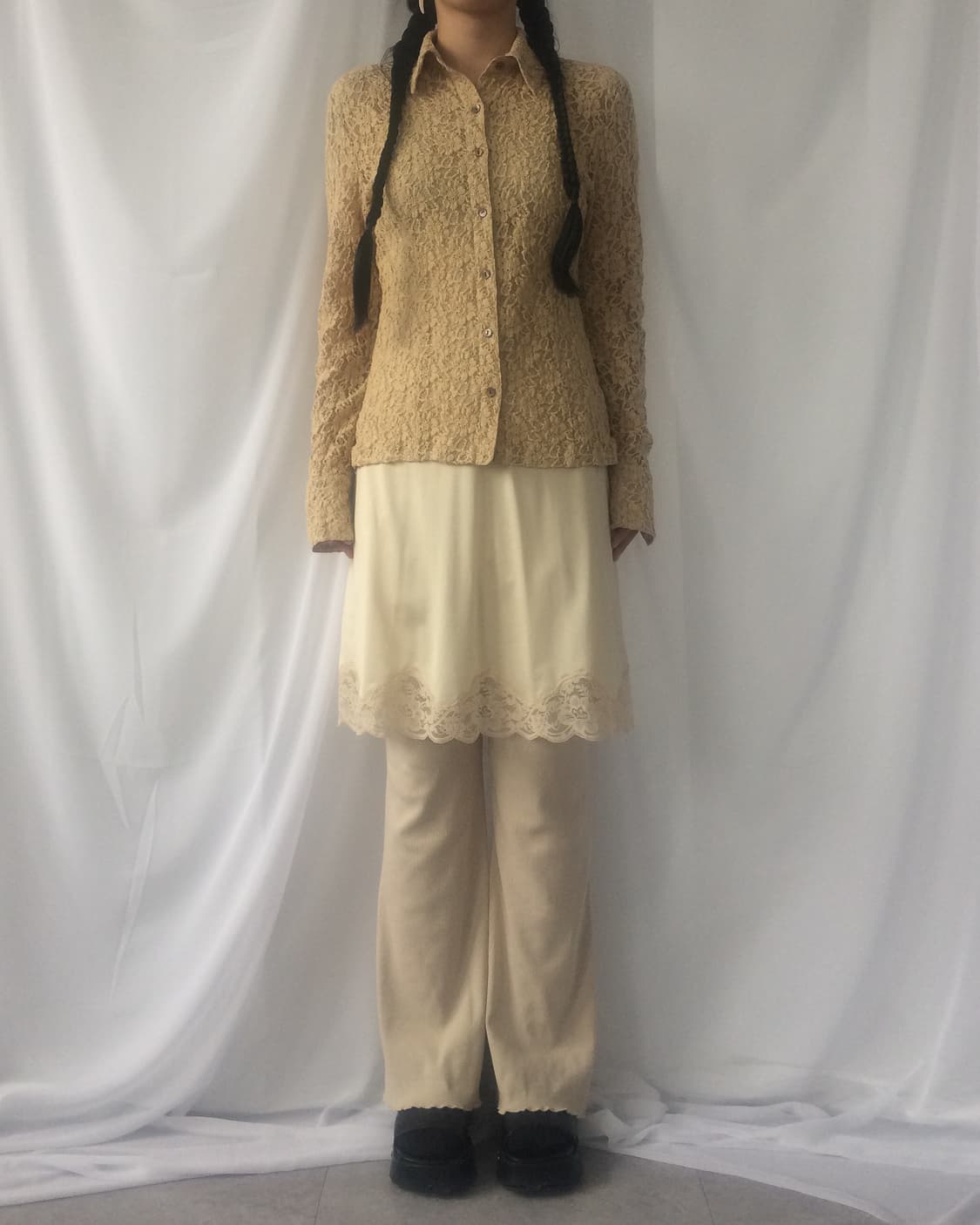 Pattern lace shirt 상품이미지5