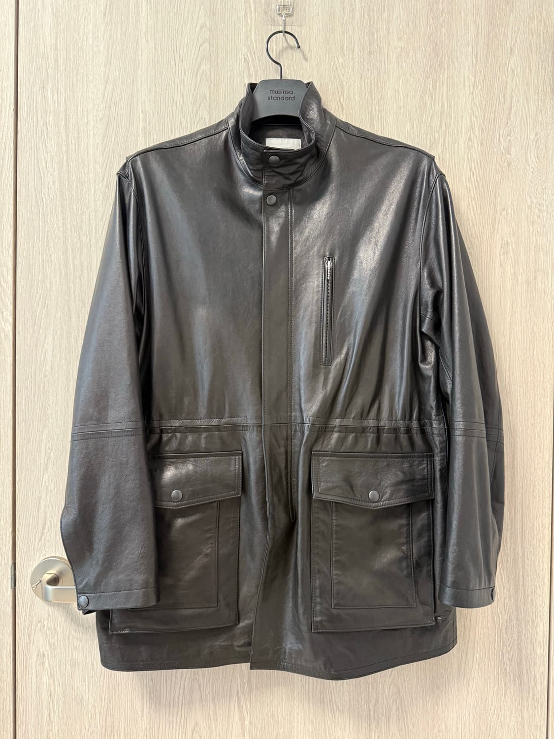 [S]유스 24fw 하이넥 레더 자켓 블랙 상품이미지2