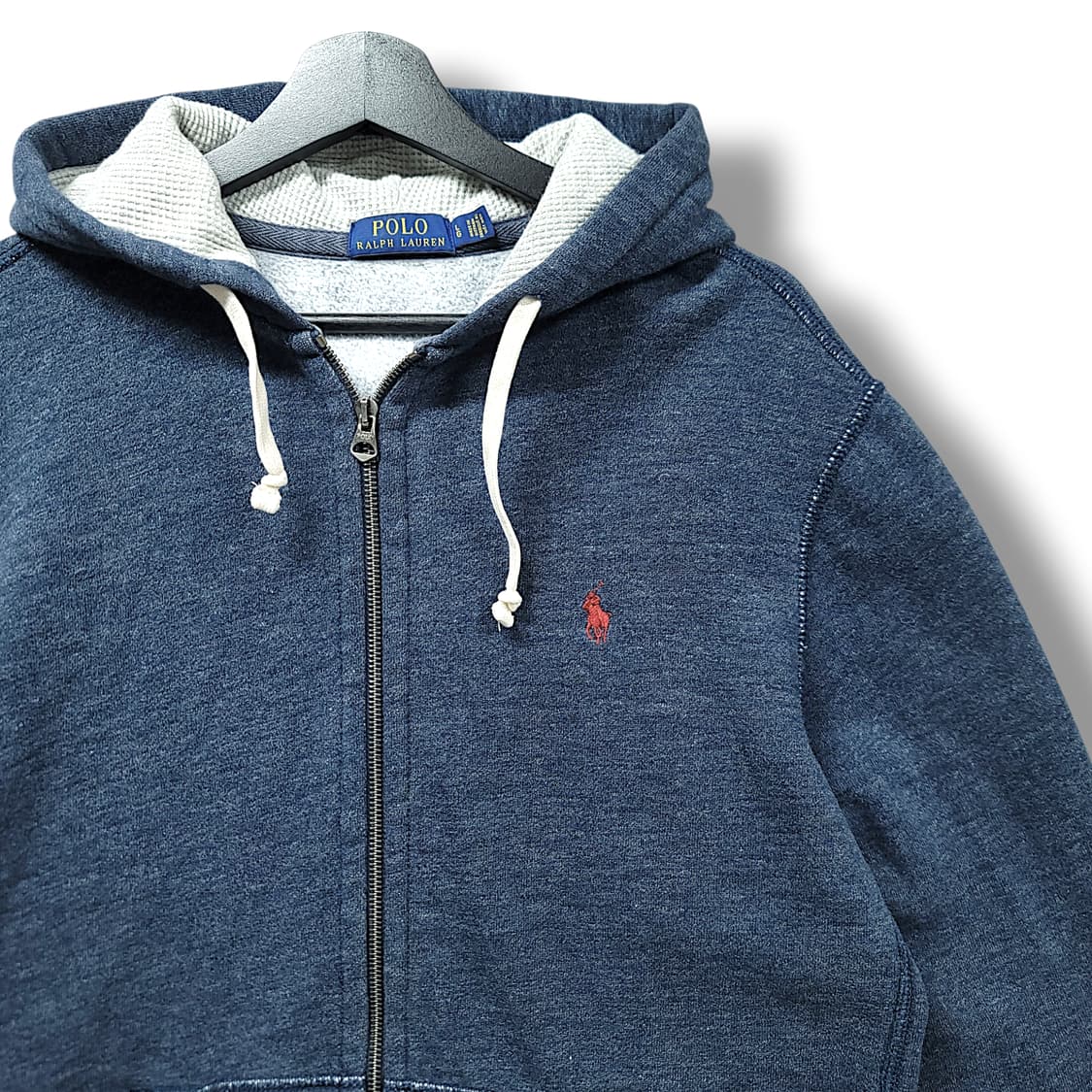 [L] 폴로 네이비 블루 인디고 기모 후드 집업 상품이미지4