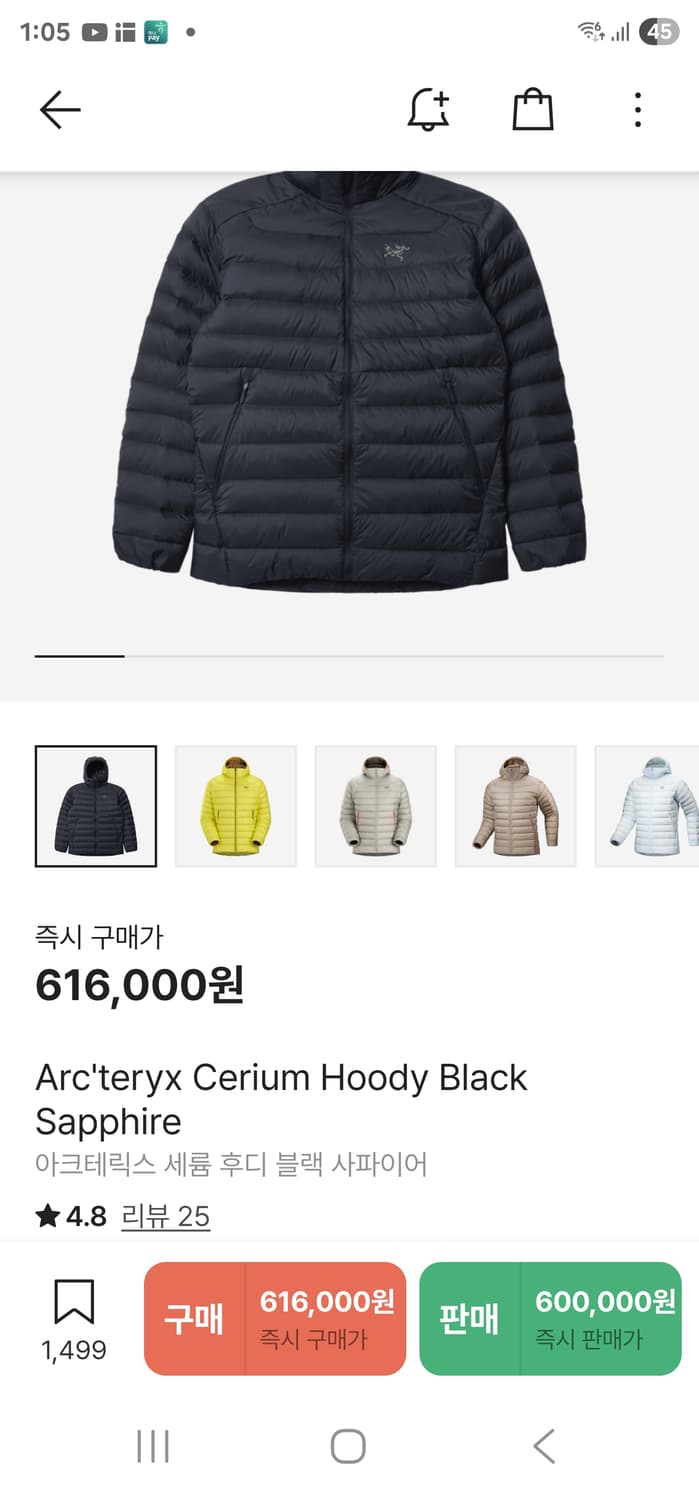 아크테릭스 세륨 후디 블랙 사파이어 상품이미지2