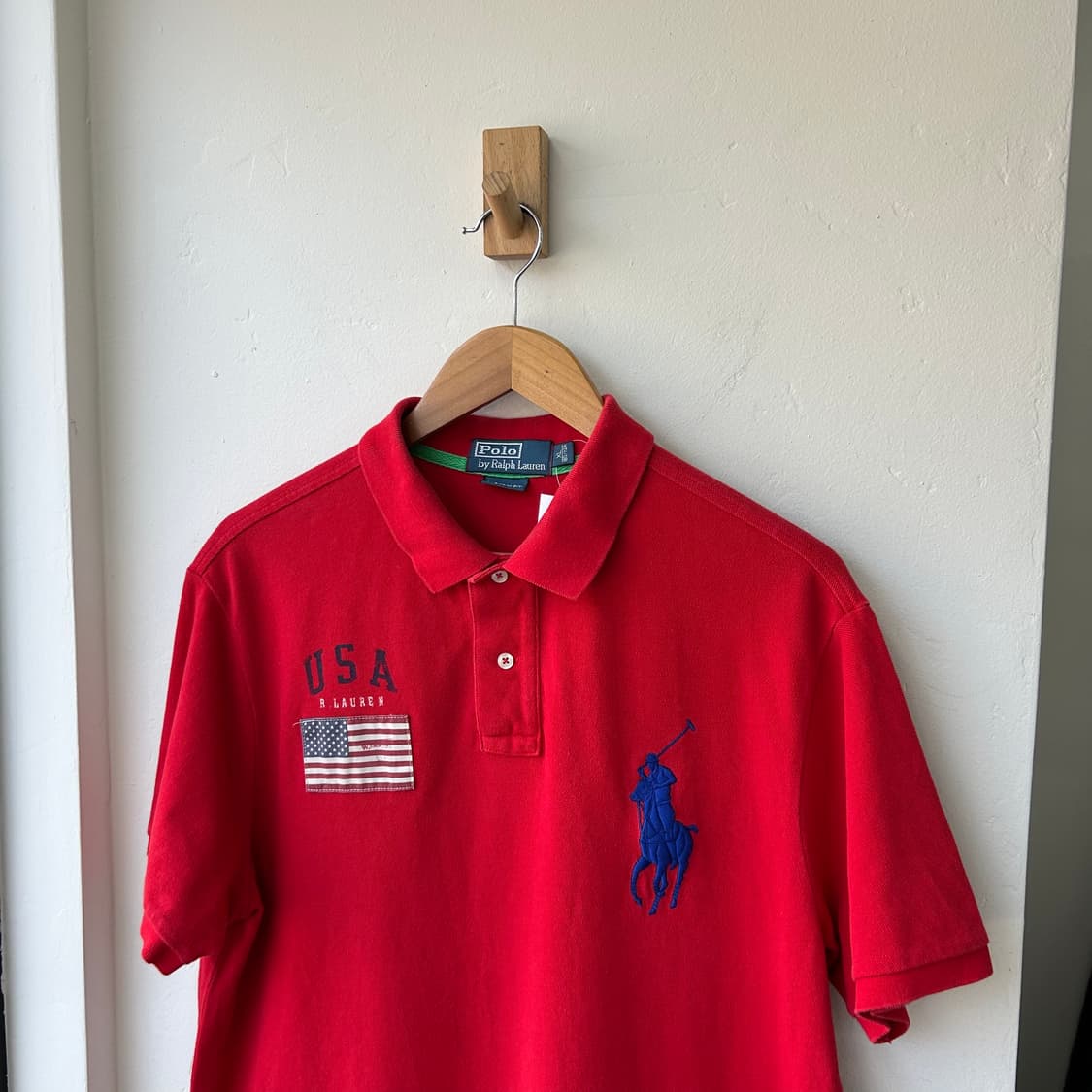 폴로 랄프로렌 레드 성조기 반팔 럭비티 카라티  상품이미지1