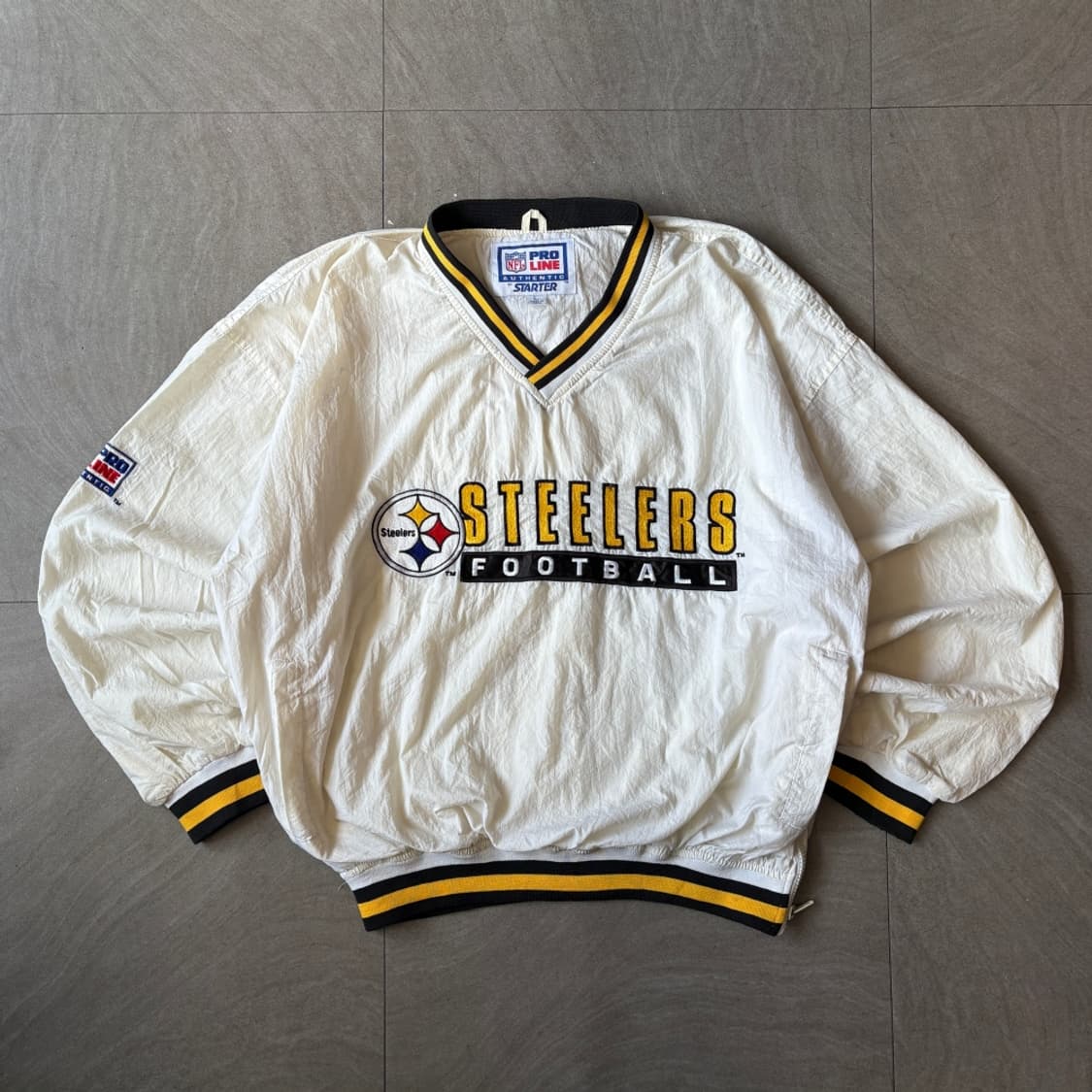 90년대 생산 NFL 프로 라인 바이 스타터 화이트 나일론 웜업 상품이미지1