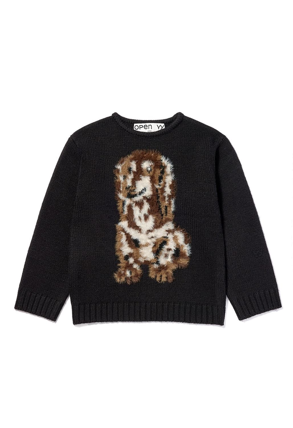 오픈와이와이 SHAGGY JACQUARD DOG SWEATER BLACK 상품이미지1