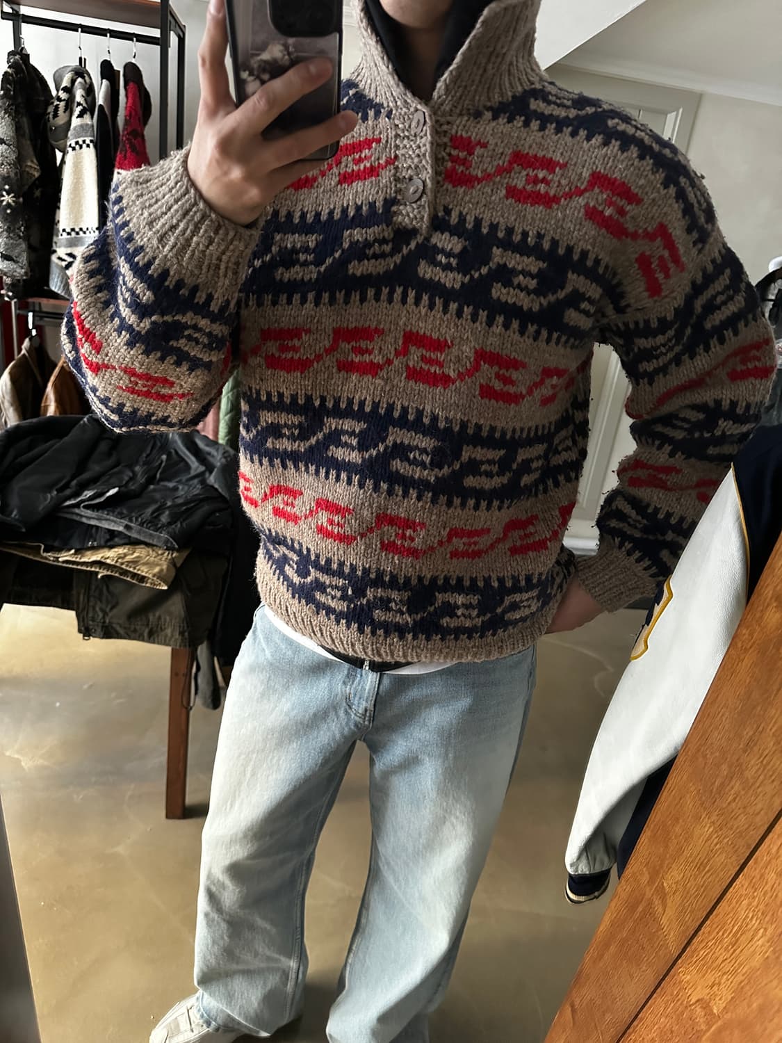 에콰도르 핸드메이드 울 니트 스웨터 코위찬 상품이미지4