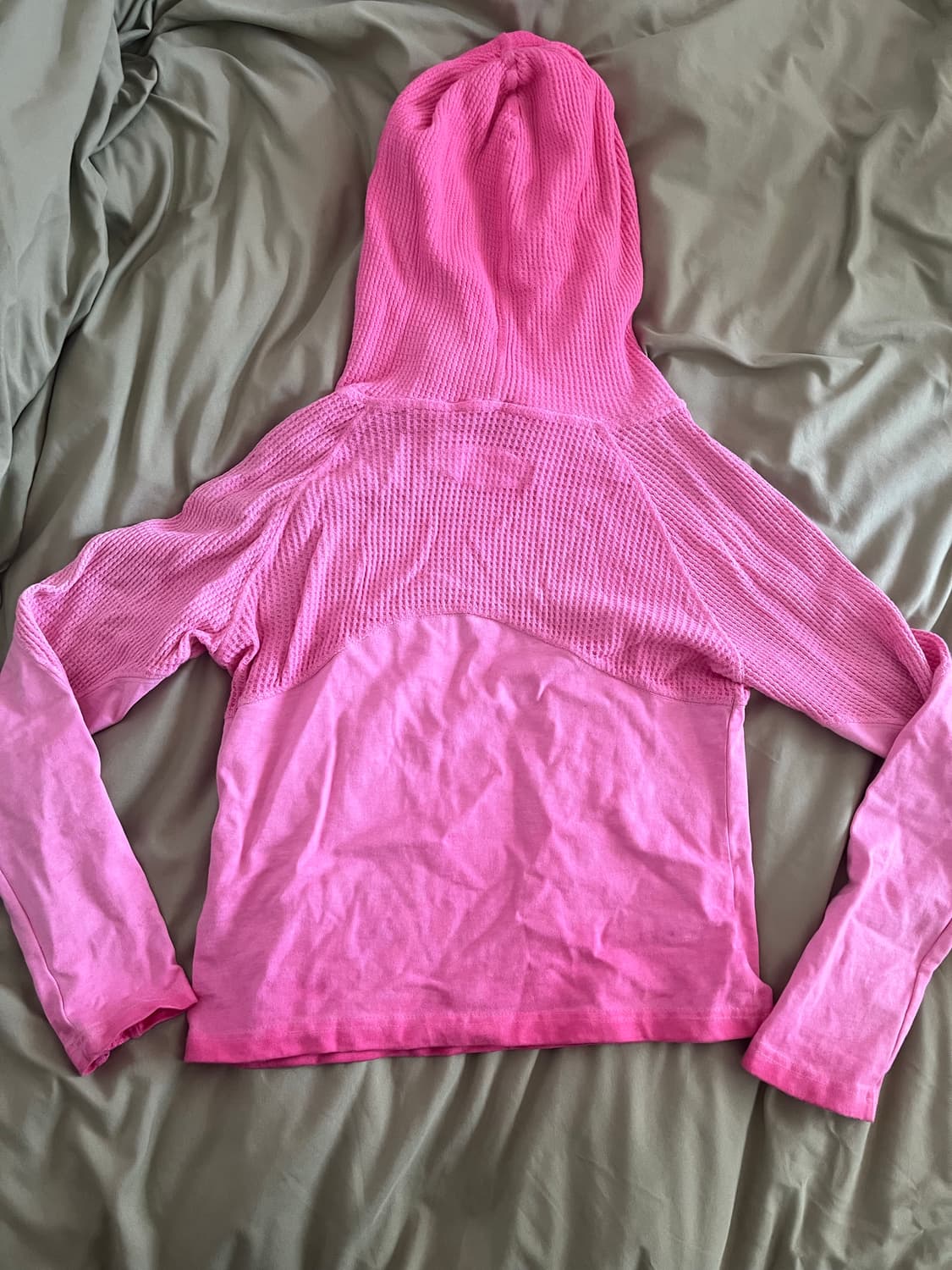 Hunnid design 와플 니트 후드 슬리브리스 pink 상품이미지4