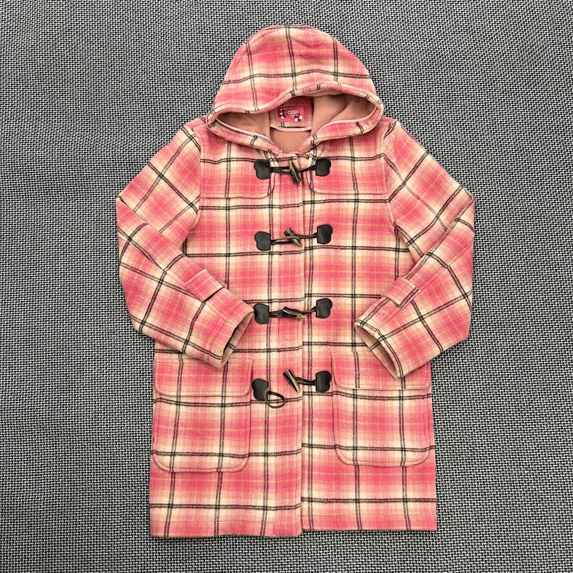 빈티지 핑크 체크 떡볶이 코트 상품이미지1
