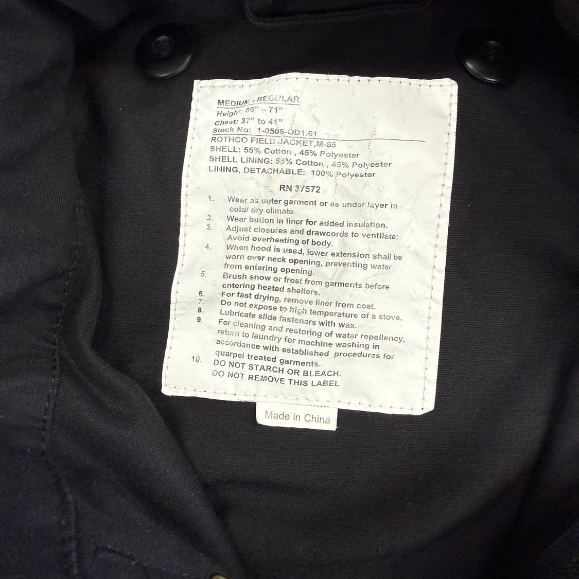 (M-R)로스코 Rothco M-65필드자켓(블랙) 상품이미지2