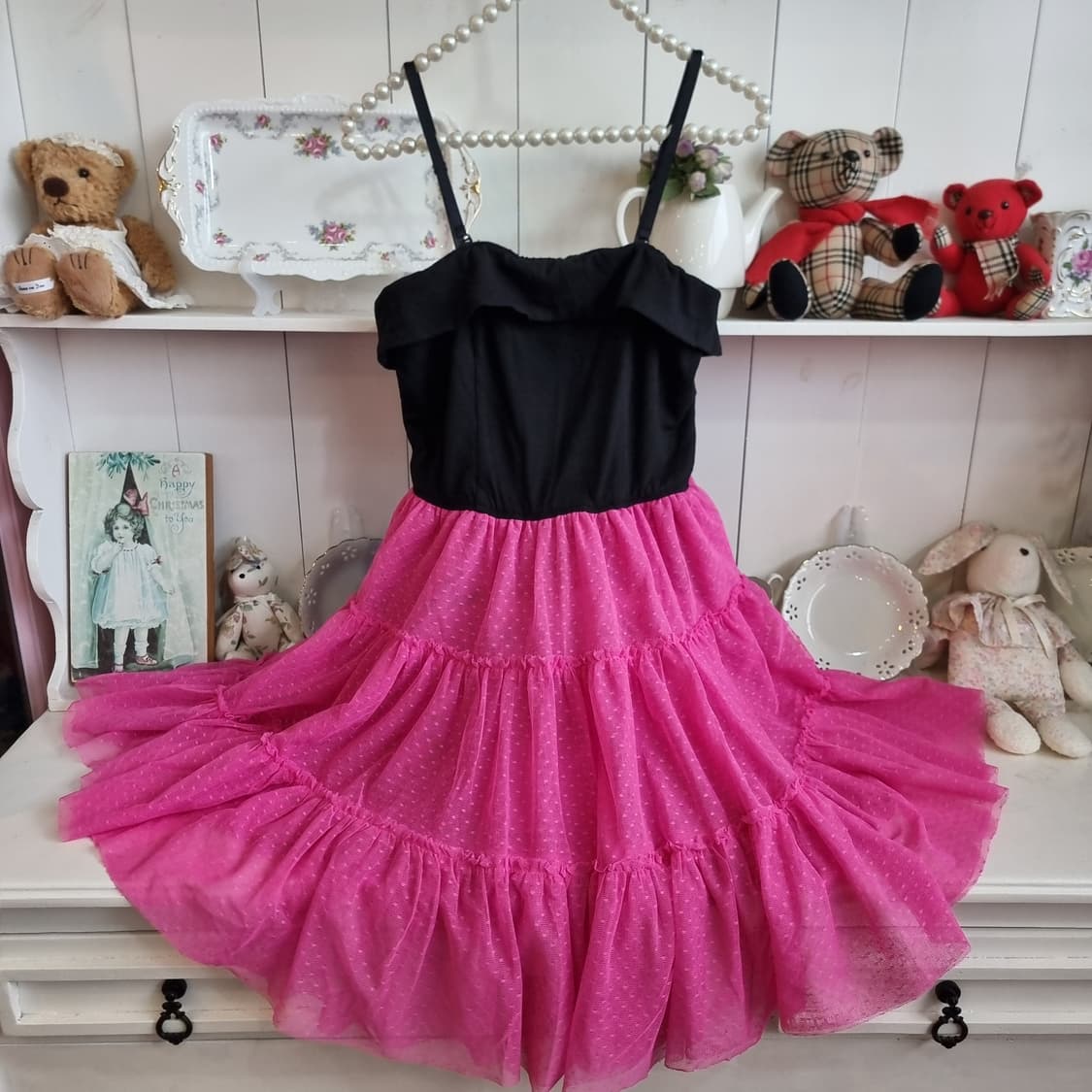 블랙 핑크 캉캉 미니 원피스 상품이미지1