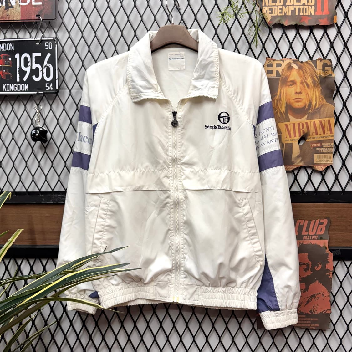 90s 세르지오 타키니 올드스쿨 바람낙이 사이드 로고 포인트 화이트 상품이미지1