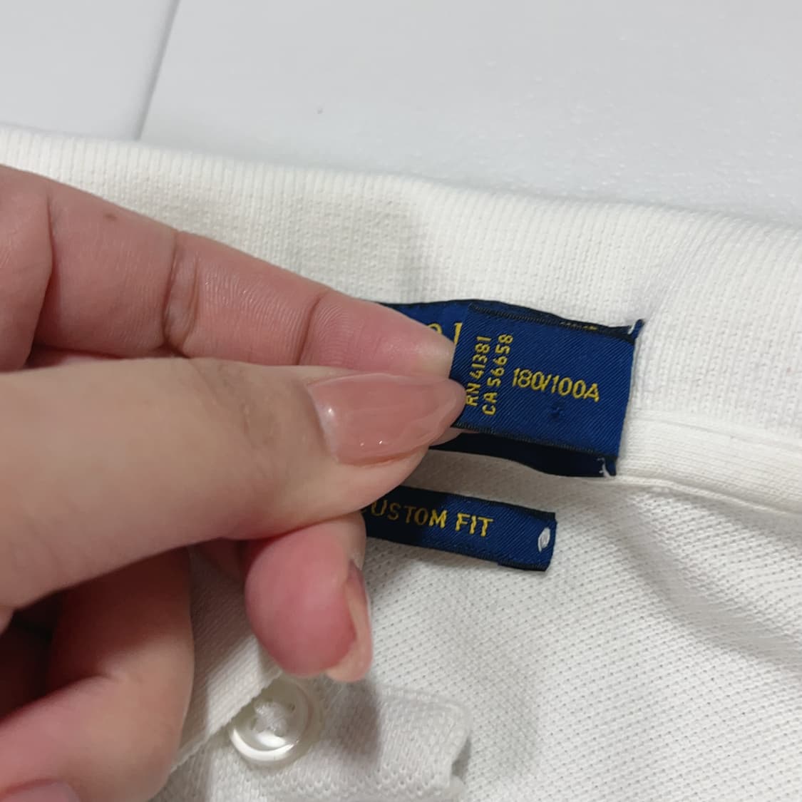 [정품] 폴로 화이트 / 네이비포니 반팔카라티 [ L ] 상품이미지5
