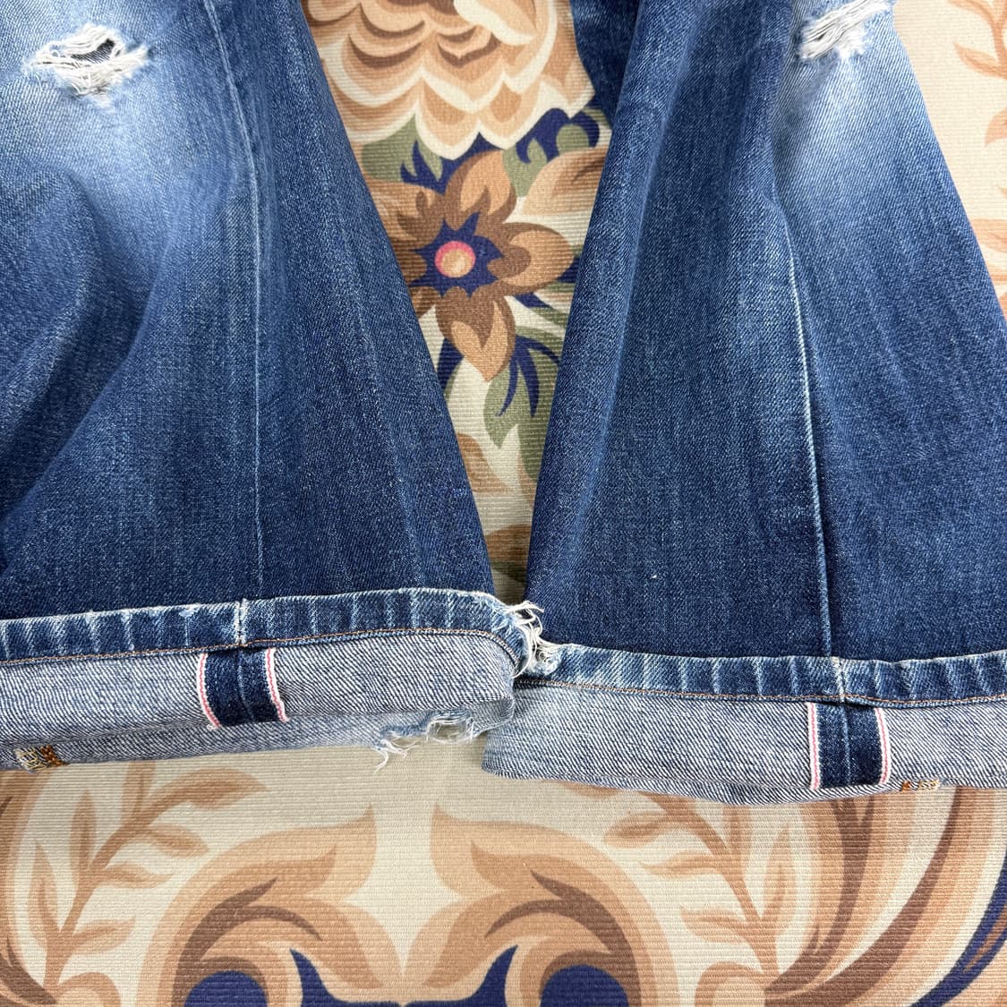 (30)JPN 에드윈 EDWIN 505 워싱데미지 셀비지 데님팬츠 상품이미지7