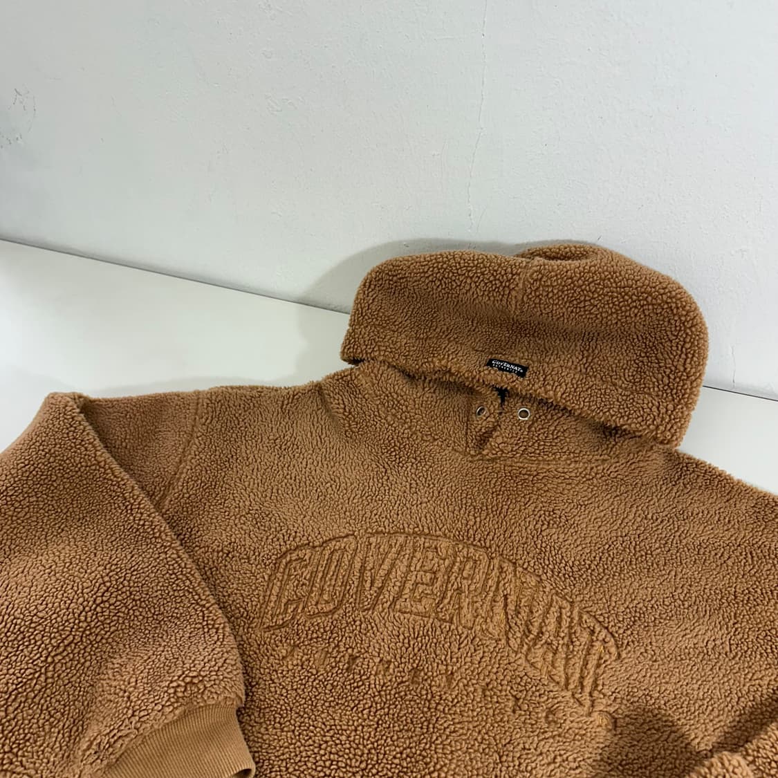 M 커버낫 브라운 뽀글이 후리스 후드티 상품이미지1