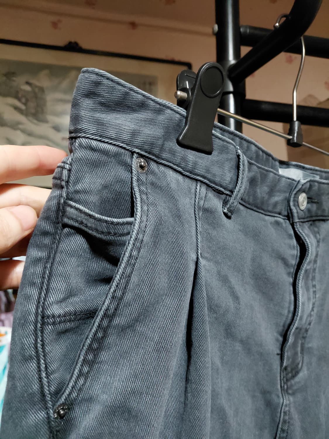 [아모프레]기모 와이드 데님 청바지 34사이즈  상품이미지10