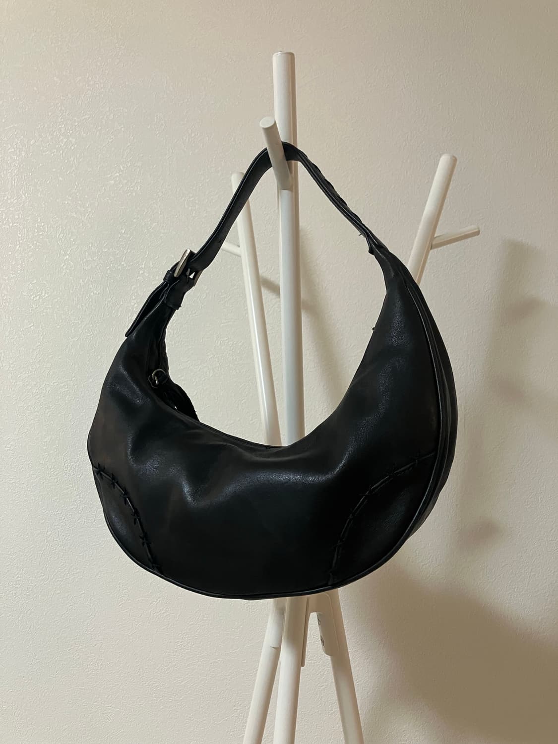 Ysaccs 와이색스 블랙 가죽 호보백 숄더백 미니백 y2k 가방 상품이미지1