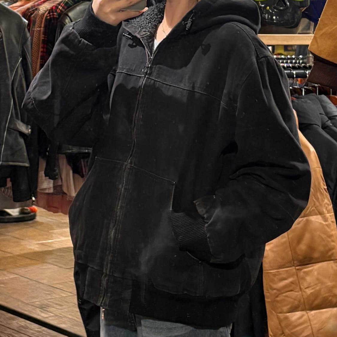 [HI] VTG 후드 워크자켓 블랙데님 상품이미지3