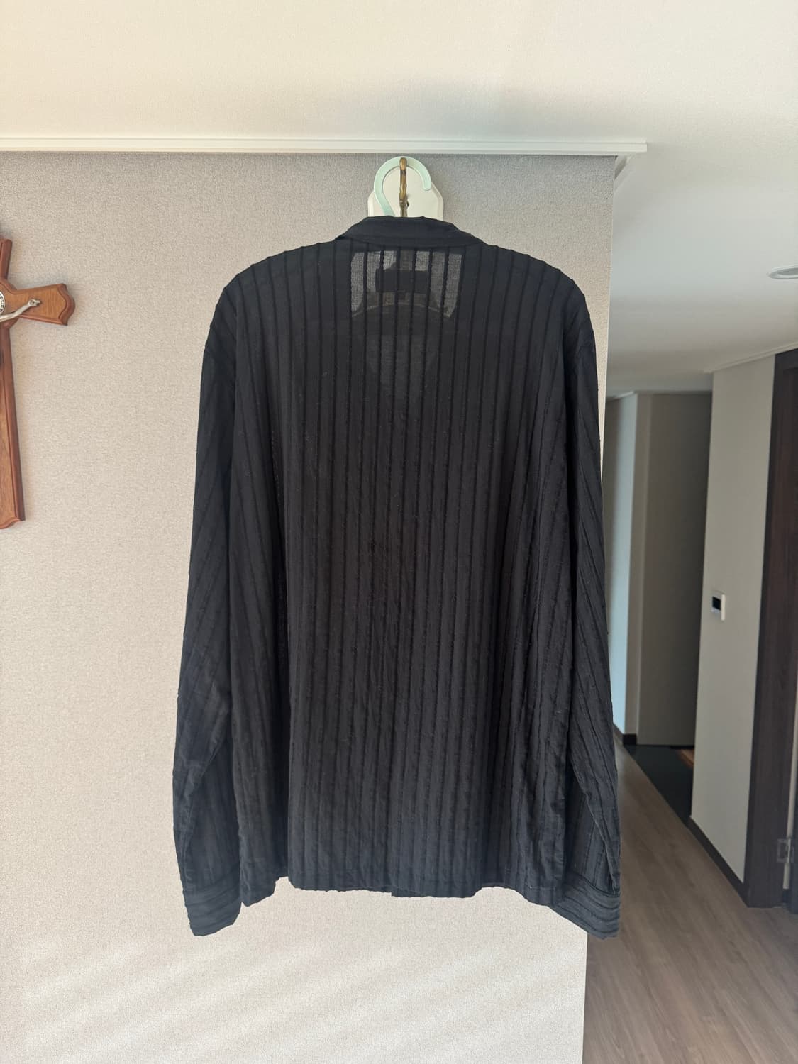 세비지 오픈카라 스트라이프 블랙셔츠 XL 판매 상품이미지4