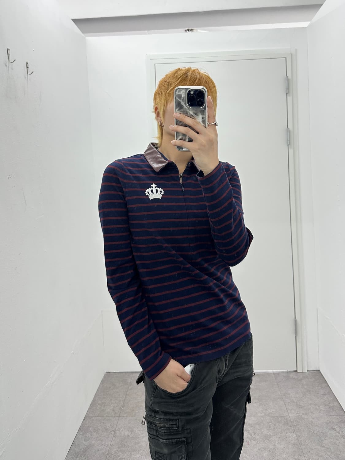 LYNX crown leather collar neck polo 상품이미지1