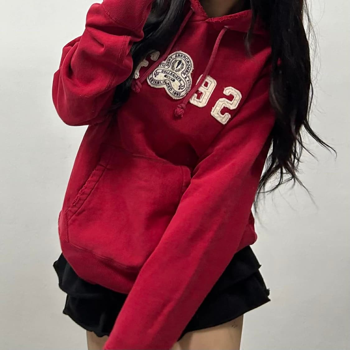 아베크롬비 y2k 딮버건디 스웻 셔츠 후드티(XL) 상품이미지2