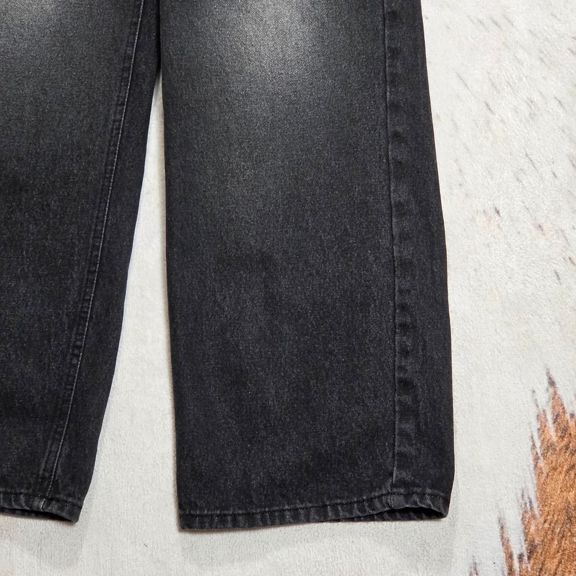 빈티지 흑청 워싱 데님 와이드 팬츠 상품이미지3