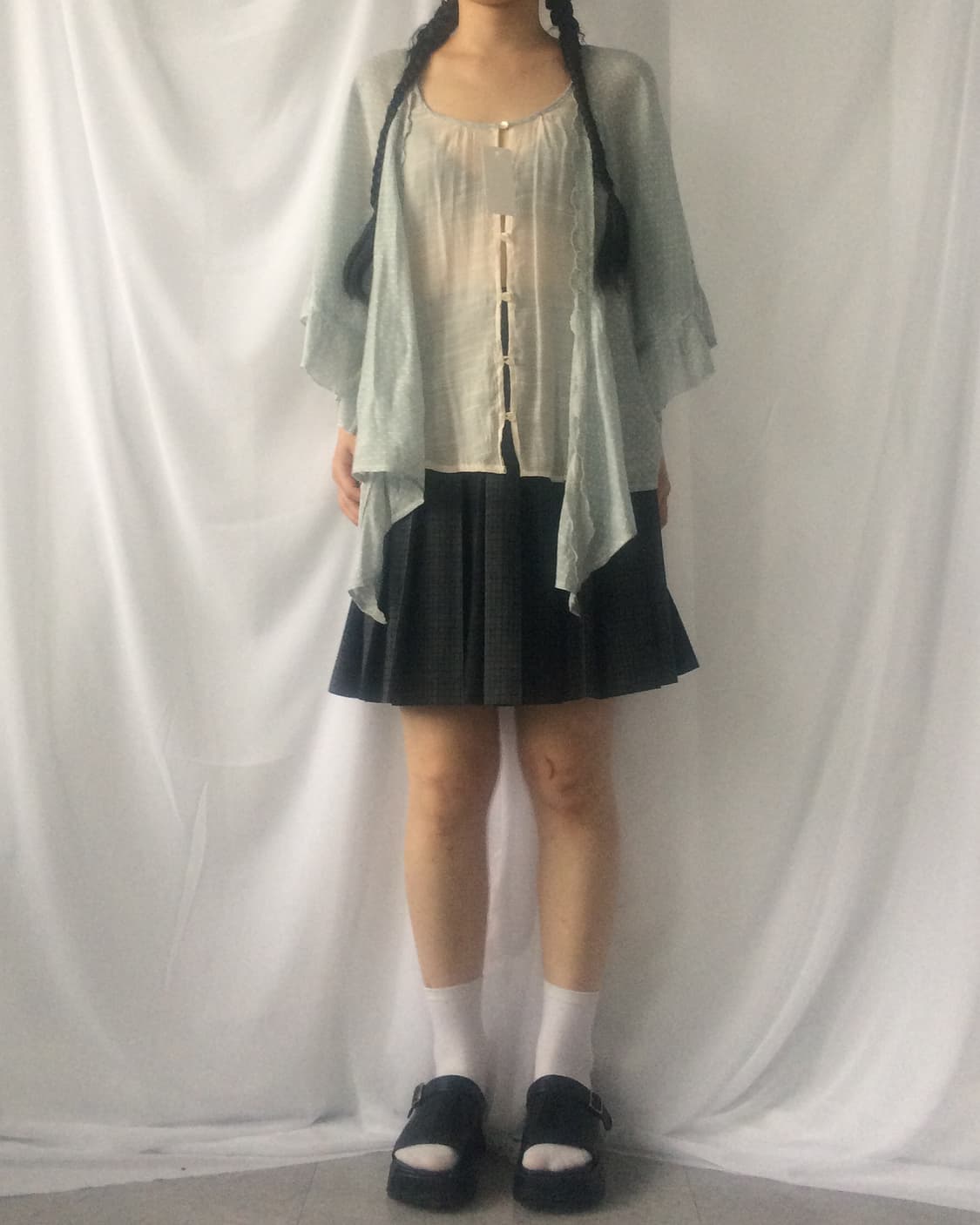 Dot pattern frill layered cardigan 상품이미지8